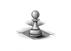 a black and white drawing of a chess piece