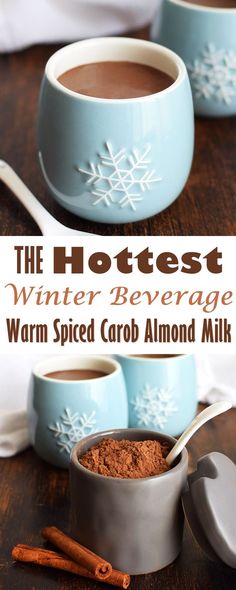 the hotest winter beverage warm spiced crab almond milk is served in two bowls