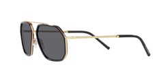 Elevate your style quotient with Dolce&Gabbana DG2285 sunglasses. These pilot-shaped glasses feature a polished gold/black metal frame that exudes elegance and sophistication. The polar grey lenses, treated for solid color, are polarized to reduce glare and enhance visual clarity. Experience the ultimate in luxury and design with these stunning shades. Available with prescription lenses. Elegant Gold Aviator Sunglasses With Uva Protection, Elegant Gold Aviator Sunglasses With Metal Frame, Elegant Gold Shield Sunglasses With Uv Protection, Elegant Gold Polarized Aviator Sunglasses, Elegant Gold Aviator Sunglasses With Tinted Lenses, Elegant Gold Aviator Sunglasses With Polarized Lenses, Luxury Gold Shield Sunglasses With Uv Protection, Modern Gold Shield Sunglasses With Metal Frame, Modern Gold Shield Sunglasses For Formal Occasions