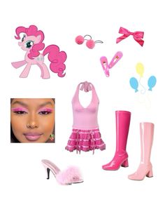 the pinkie doll is next to her accessories