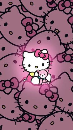 the hello kitty wallpaper is pink and black