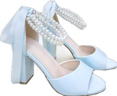 Blue Block Heel Wedding Shoes, Elegant Light Blue Ankle Strap Sandals, Light Blue Ankle Strap Wedding Shoes, Blue Open Heel Wedding Shoes, Blue Open Back Heels For Wedding, Formal Light Blue Wedding Shoes With Ankle Strap, Blue Block Heel Sandals For Wedding, Blue Ankle Strap Sandals For Wedding, Elegant Blue Wedding Sandals