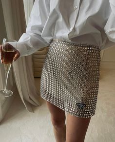 Sparkle Aesthetic Outfit, Sparkling Skirt, Prada Skirt, Pernille Teisbaek, Preppy Vibes, Looks Pinterest, Diy Vetement, Party Fits, Eve Outfit