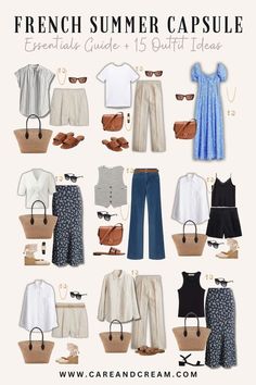 Chic Summer Capsule Wardrobe, Outfit Capsule Summer, French Inspired Outfits Summer, Costal Fashion Outfit, Italian Summer Capsule Wardrobe, Ralph Lauren Capsule Wardrobe, Capsule Wardrobe Summer Travel, Capsule Wardrobe 2024 Summer, Summer Outfits 2024 Women