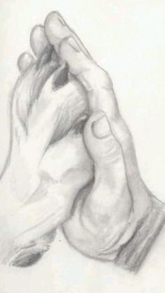 a pencil drawing of a hand holding something