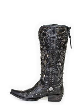 Ammunition Boot Western Leather Boots With Rivets, Western Boots With Silver Studs And Round Toe, Leather Festival Boots With Rivets, Leather Boots With Rivets For Festivals, Festival Leather Boots With Rivets, Silver Western Boots With Snip Toe, Silver Leather Western Boots, Silver Leather Snip Toe Boots, Black Western Boots With Rhinestone Rivets