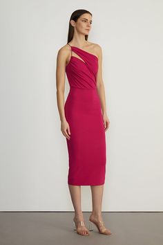 Et Ochs, Ruched Bodice, Body Measurements, York City, Bodice, New York City, One Shoulder, Women Wear, Midi Dress