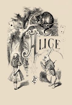 an illustration of alice and the mouse in alice's wonderland, with text that reads alice