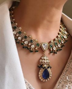 Fine Sabyasachi Inspired Gold Plated Emerald Green Sapphire Blue Wedding Jewelry Kundan Set With Earrings Indian Pakistani Wedding Jewelry - Etsy Kundan Sets Indian Jewelry, Sapphire Blue Wedding, Pakistani Wedding Jewelry, Sapphire Blue Weddings, Sabyasachi Jewelry, Blue Wedding Jewelry, Indian Wedding Jewelry Sets, Jewelry Kundan, Kundan Jewellery Set