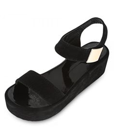 Casual Open Toe Magic Tape Ladies Platform Sandals - Black - 3824524713 - Shoes, Women's Shoes, Women's Sandals  #WomensSandals #Shoes # #Women's #Shoes # #Women's #Sandals Platform Footbed Sandals With Open Toe, Black Open Toe Platform Slippers, Black Open Toe Platform Slingback Sandals, Trendy Suede Wedge Sandals For Summer, Summer Open Toe Suede Platform Slippers, Summer Suede Open Toe Platform Slippers, Trendy Suede Platform Sandals, Party Platform Suede Sandals, Party Suede Platform Sandals