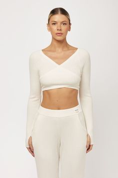 LUXKNIT™ Crop Top - NAMA Earthy Outfits, Lounge Outfit, Lounge Top, Wrap Crop Tops, Knit Crop Top, Knit Crop, Long Sleeve Crop Top, Soft Plush, Criss Cross