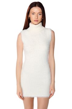 The best basic to dress up or down! The AKIRA Label Kylie Fuzzy Mini Dress is complete with a ribbed turtleneck, sleeveless silhouette, bodycon fit, a mini hem, and a stretchy soft and fuzzy fabrication. Versatile and ready for whatever weather comes your way, warm up when you style this skintight dress with the coordinating AKIRA Label Kylie Fuzzy Trench and ankle boots. - 100% Nylon - Super Stretchy (all measurements are approximate from size small) - 34” Shoulder to Hem - Imported - Model is 5'9.5" Product ID: 281320 Skintight Dress, Turtleneck Sleeveless, Ribbed Turtleneck, Ankle Boots, Turtle Neck, Dress Up, Mini Dress, Boots, Fabric