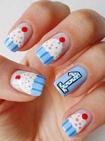 cupcakes nails Cupcake Nails, Korean Nail Art, Korean Nails, Party Nails, Halloween Nail Art, Birthday Nails