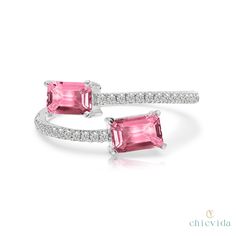 Material: 14k/18k gold Color Options: Yellow Gold, White Gold, Rose Gold ★ Colored StonePink Tourmaline, BaguetteSize: 4x6 mmApprox Weight (Ct): 0.875★ Band StonesDiamond RoundSize: 1.1 mm * 28 No.sApprox Weight (Ct): 0.168 Luxury Pink Baguette Cut Ruby Ring, Pink Tourmaline Ring, Natural Gemstone Jewelry, 18k Gold Ring, Tourmaline Ring, Recycled Gold, Rose Gold Color, Pink Tourmaline, Gold Rose