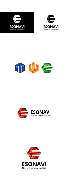 four different logos for esonavi, the company that sells their own products and services