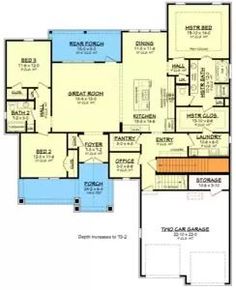 the floor plan for this house is very large and has two master suites on each side