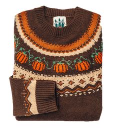 The Cozy Pumpkin Sweater - Women's Vintage Sweater For Outdoor Fall Wear, Fair Isle Sweater For Fall Outdoor, Retro Brown Sweater For Fall, Fall Fair Isle Sweater For Outdoor, Outdoor Fair Isle Sweater For Fall, Fall Outdoor Fair Isle Sweater, Brown Fair Isle Sweater For Fall, Cozy Brown Sweater For Outdoor, Cozy Brown Outdoor Sweater