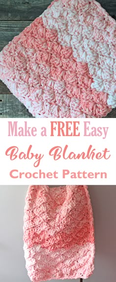 a crocheted baby blanket with the words make a free easy baby blanket