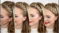 Four headband braid tutorials Braids Tutorial Easy, Braided Headband Hairstyle, Braiding Your Own Hair, Braided Updo Wedding, Easy Hairstyles For School, Cute Braided Hairstyles, Kevin Murphy, Easy Braids, Braided Hairstyles Tutorials