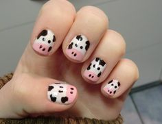 Cow Face Nails, Cow Pedicure, Diy Cow Nails, Cow Stilleto Nails, Cow Accent Nail, Cow Nails, Cow, Beauty