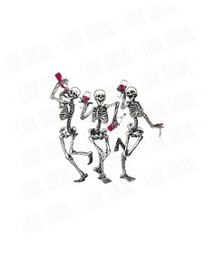 three skeleton dancing with one holding a heart