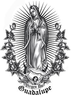 an image of the virgin mary with roses around it and text that reads, our lady of guadalupe