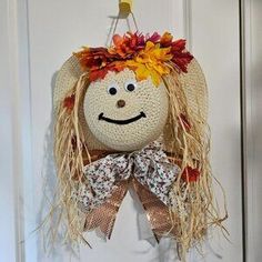 Hand Crafted | Holiday | Scarecrow Hat Wreath | Poshmark Scarecrow Hat Wreath, Scarecrow Hat, Scarecrow Face, Hat Wreath, Wreath Door, Fall Home, Big Bow, Orange Cream, All The Way Up