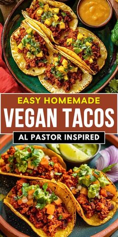 easy homemade vegan tacos recipe on a plate