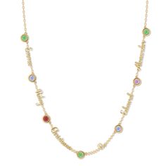 Our best-selling family necklace — now with birthstones!Plated in 18kt gold, this necklace is personalized with 2-10 names of your choice in an elegant, shimmering font.Vibrant, round crystal birthstones space out the names, completing this meaningful masterpiece!This necklace is 24" in length with a 4" extender for stylish versatility. Family Necklace, Danbury Mint, Accessories Jewelry Necklace, Personalized Family, Birthstone Jewelry, Name Necklace, A 4, Birthstone, Apparel Accessories