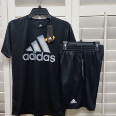 Nwt Bin Pa Casual Black Sports Sets, Casual Black Sets For Sports, Black Letter Print Sets For Spring, Adidas Black Sports Sets, Sporty Black Sets For Spring, Grey Tracksuit, White Tracksuit, Adidas Set, Toddler Adidas