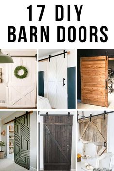 barn doors with text overlay that says 17 diy barn doors