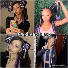 Black And Purple Braids, Hair Ideas Braids, Hair Braid Patterns, Black Kids Braids Hairstyles, Short Box Braids Hairstyles, Big Box Braids Hairstyles, Curly Hair Videos