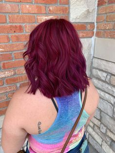 Bright Burgandy Hair, Short Raspberry Hair, Bright Maroon Hair, Bold Burgundy Hair, Pinkish Purple Hair Color, Raspberry Hair Color Short, Wild Berry Hair Color, Red Purple Hair Burgundy Magenta, Burgundy Magenta Hair