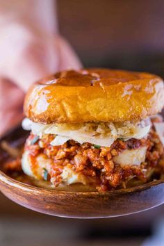 a close up of a person holding a plate with a sandwich on top of it