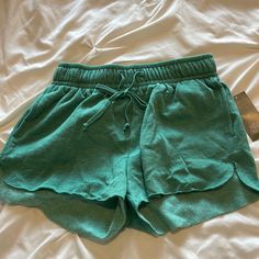 Brand New With Tags Comfortable Green Bottoms For Vacation, Comfortable Green Shorts For Spring, Green Shorts For Beach Season Loungewear, Green Athleisure Beach Bottoms, Sporty Bottoms For Beach Season Day Out, Terry Romper, Thrift Inspo, Posh Mark, Ancient Books