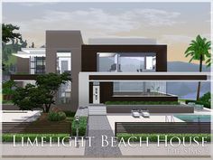 an image of a modern house with the words limelight beach house on it's front