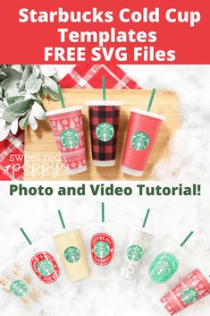 starbucks coffee cups with text that reads starbucks cold cup templates free svg files