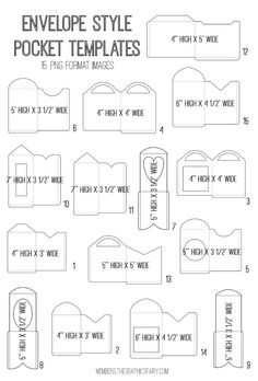 the envelope style pocket templates are shown with instructions to make them look like they have been