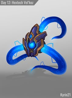 an image of a blue and white object with text that reads day 12 hexttech valkzo