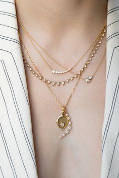 The Poppy Two-Stone Necklace Features a Marquise and Pear Diamond Duo Pendant in 18K Yellow Gold Neck Stack, Bar Pendant Necklace, Pear Cut Diamond, Diamond Bar, Bar Pendant, Marquise Diamond, Pear Diamond, Bezel Diamond, Stone Pendant