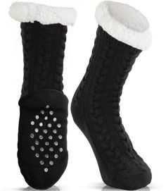 PRICES MAY VARY. STRONG & SOFT - Our warm socks for women are fleece-lined and made of 50% polyester, 40% nylon, and 10% spandex. It’s the perfect mix of elasticity, durability, and coziness in every sock! SKID-FREE DESIGN - Equipped with silicone rubber grips on the soles, each pair of fuzzy cabin socks help you pad around on the smoothest of floors without all the slipping and sliding. COMFORTABLE FIT - Get ready to bundle up by the fire with soft socks that cradle your calves and feet in a sn Cheap Cozy Stretch Socks, Cozy Stretch Socks At Cheap Price, Warm Cozy One Size Socks, Cozy Black Socks For Cold Weather, Warm Snug Black Socks, Tablet Pillow Stand, Cabin Socks, Comfy Socks, Mug Warmer