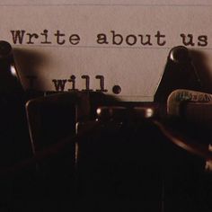 an old fashioned typewriter with the words write about us written on it's paper