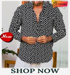 Men's Shirt Polka Dot Graphic Prints Turndown Black Street Casual Long Sleeve Button-down Print Clothing Apparel Tropical Fashion Streetwear Designer Tropical Fashion, Fashion Streetwear, Polka Dot Pattern, Clothing Apparel, Beach Dress, Body Shapes, Streetwear Fashion, Graphic Prints, Polka Dot