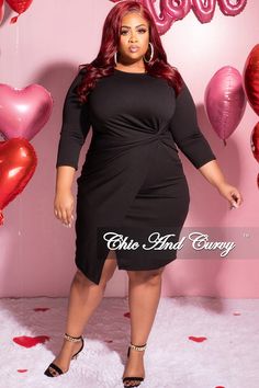 Dress For Big Size Woman, Plus Size Birthday Outfits, Curvy Women Dresses, Meeting Outfit, Semi Formal Outfits, Chic And Curvy, Plus Size Party Dresses, No Closure, Bodycon Dress With Sleeves