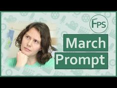 a woman sitting in front of a green sign with the words march promt on it