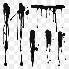 black paint splattered on white background, with different shapes and sizes to choose from