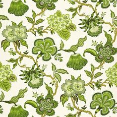 a green and white wallpaper with many different flowers on the top of each flower