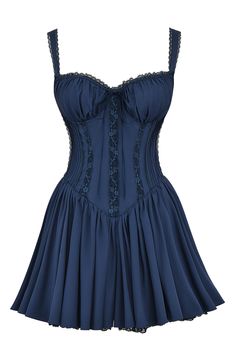 This lacy babydoll dress designed with supportive underwire cups will give you a dreamy vibe at your next warm-weather event. Exclusive retailer Sweetheart neck Sleeveless Lined 65% cotton, 32% nylon, 3% elastane with 100% polyester contrast; 65% polyamide, 32% cotton and 85% polyamide, 15% elastane contrast Dry clean Imported Navy Blue Mini Dress, French Dress, Corset Mini Dress, French Navy, Swimwear Dress, House Of Cb, Blue Mini Dress, Hoco Dresses, Babydoll Dress