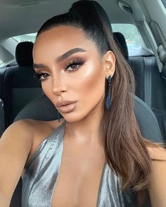 Full Glam Brown Makeup, Natural Glam Smokey Eye, Wedding Guest Makeup 2023, Full Glam Makeup Looks Wedding, Full Glam Formal Makeup, Matte Neutral Eyeshadow Looks, Makeup Ideas Full Face Glam, Bronze Makeup Brown Eyes, Neutral Full Glam Makeup