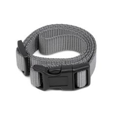 a gray dog collar with black buckles